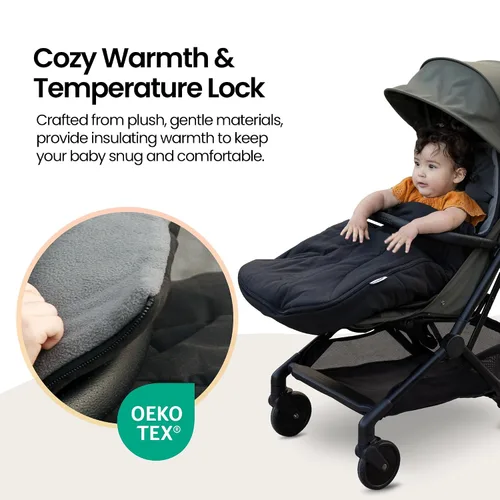 Vista 4 de Mompush Saco y funda para cochecito de invierno Bolsa universal para todas las estaciones para bebé, resistente a la intemperie con forro polar