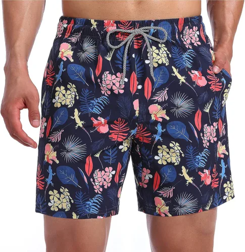 Vista 2 de Biwisy Mens Swim Trunks Quick Dry Swim Shorts with Mesh Lining Funny Beach Shorts