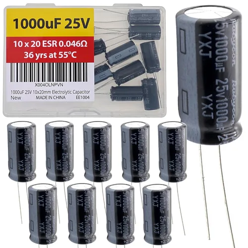 Vista 20 de 100uF 50V 8X11.5mm Rubycon Electrolytic Capacitor Low ESR 0.17Ω Long Life 36yrs at 55 Degree C mfd mircofarad Micro Farad C Radial Lead Aluminum
