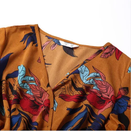 Vista 6 de AWIBMK Vestidos para mamá y yo, conjunto de ropa con cuello en V a juego para madre e hija