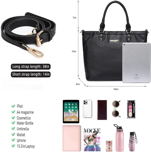 Vista 4 de Wrangler - Monederos de transporte ocultos para mujer bolsos de hombro con asa superior bolso de mano