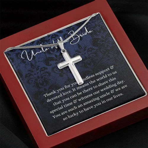 Vista 3 de Regalo personalizado Collar de cruz, tío de la novia, regalo de boda de novia y novio, regalo de agradecimiento de fiesta de novia, regalo de boda