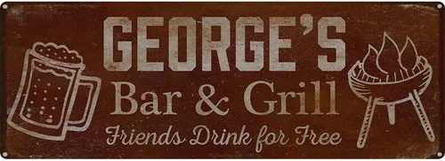 Vista 20 de Adam's Bar and Grill Friends Drink for Free, cartel de aluminio de 5.75 x 15.5 pulgadas, accesorios personalizados para bar y decoración de pared