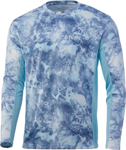 Vista 27 de HUK Camisa de manga larga Icon X para hombre, camisa de pesca de alto rendimiento Azul celeste