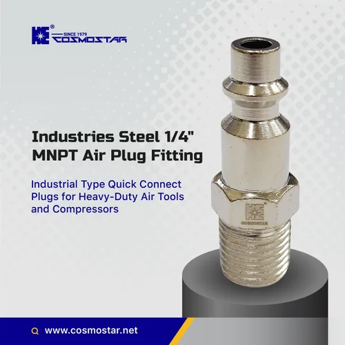 Vista 2 de COSMOSTAR Industries - Enchufe de aire MNPT de acero de 1/4 de pulgada, enchufe de 1/4 de pulgada y conector NPT de 1/4 pulgadas, enchufes