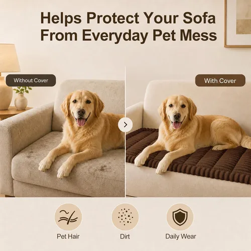 Vista 5 de decorUhome Funda de sofá para perros, funda antideslizante y mullida para sofá, para asiento, respaldo y reposabrazos, protector de sofá suave