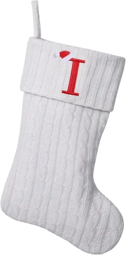 Vista 106 de Medias de Navidad personalizadas de 19 pulgadas con iniciales bordadas, medias de Navidad de punto negro para decoraciones de vacaciones familiares