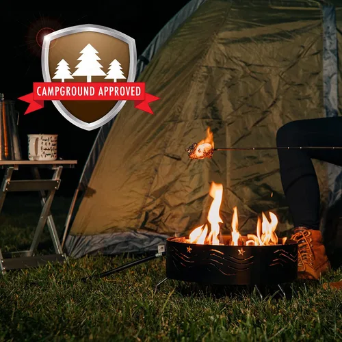 Vista 2 de Camco Fogata de propano portátil Cuenta con manguera de 8 pies y regulador ajustable Ideal para campamentos con restricciones de fuego (58047)