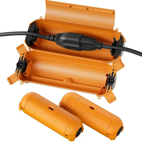 Vista 26 de Flemoon - Paquete de 3 fundas impermeables para cable de extensión para exteriores Small Electrical Connection Box for Straight Plug, Socket