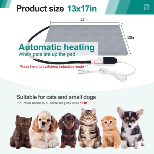 Vista 2 de Almohadilla térmica inteligente para gatos con activación por presión – Cama térmica para perros con temperatura ajustable con temporizador - 13x17
