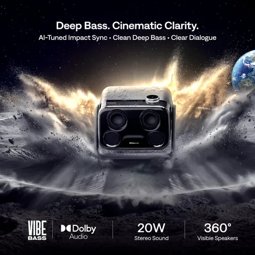 Vista 3 de Aurzen BOOM mini Google TV Proyector inteligente para exteriores con audio Dolby de 20 W 4K Supported Movie Projector with WiFi and Bluetooth