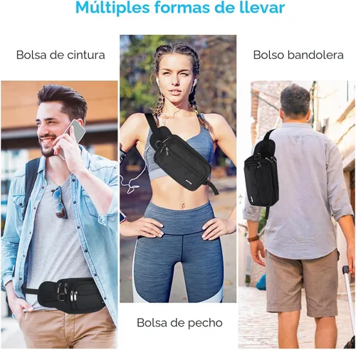 Vista 6 de AGPTEK Fanny Pack for Women Men, RFID Large Capacity Waist Wallet Bag, Adjustable & Waterproof Bum Belt Pouch for Travel, Running, Shopping, Hiking