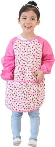 Vista 25 de Plie Kids Waterproof Art Smock – Long Sleeve Apron for Painting, Baking, Sensory Play (Ages 1–10)