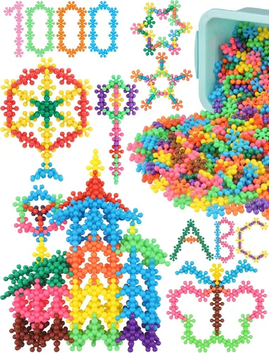 Vista 11 de Juguete educativo de bloques de construcción entrelazados de copo de nieve, 100 piezas para niños a partir de 3 años, plástico sólido multicolor