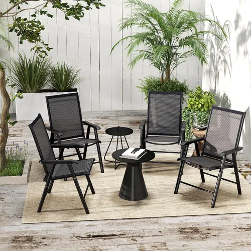 Vista 2 de Outsunny - Juego de 4 sillas plegables para patio, color negro
