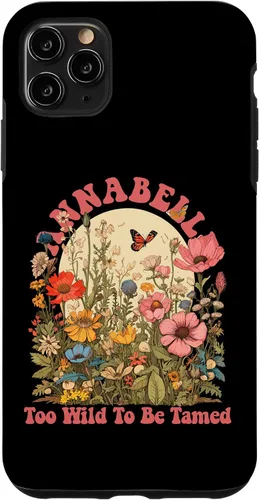 Vista 11 de Funda con nombre de ANNABELLE para iPhone 14, diseño retro de flores silvestres para niñas
