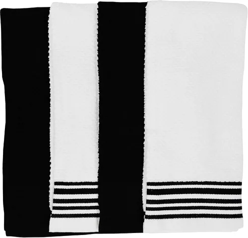 Vista 3 de Mainstay Juego de 4 toallas de cocina (negro, blanco)