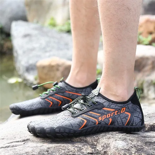 Vista 8 de UBFEN Zapatos acuáticos para natación, para hombre y mujer, para deportes de playa, secado rápido, descalzos para navegación, pesca, buceo, surf