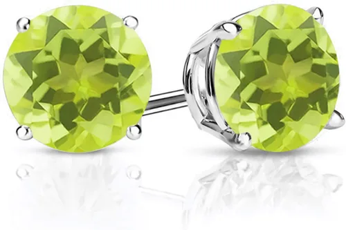 Vista 51 de Gem Stone King Aretes de plata de ley 925 con piedra natal redonda de 0.276 in para mujer