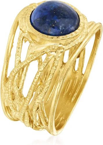 Vista 3 de Ross-Simons Anillo calado texturizado con piedras preciosas en oro de 18 quilates sobre plata esterlina Gema Lapislázuli