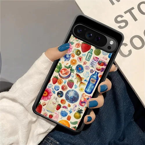 Vista 1765 de Compatible con Google Pixel 4A 5G Mobile Case Creative Acrylic Panel trasero Silicona Protección Grip especialmente diseñado para Google Pixel 4A 5G