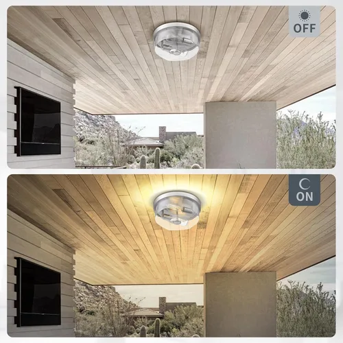 Vista 5 de Lámpara de Techo Empotrada de Níquel Cepillado, Luminarias de Pasillo de 2 Luces, Lámpara de Techo de Estilo Granja Moderna de Vidrio Transparente