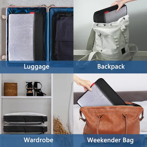 Vista 6 de U+U Large Compression Packing Cubes for Travel, Double-Sided Compression Suitcase Organizer Bag, Expandable Travel Accessories for Separate Clean