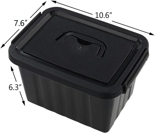 Vista 2 de Caja de almacenamiento de plástico negro de 6 cuartos de galón con asas, 6 paquetes