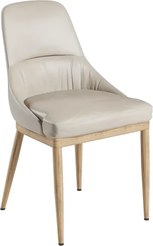 Vista 10 de Juego de 2 sillas de comedor sin brazos, sillas de piel sintética gris pardo con patas de metal en un acabado negro, asiento y respaldo tapizados