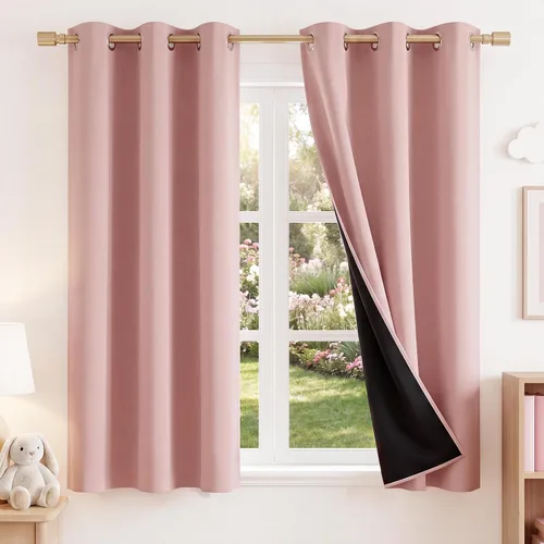 Vista 25 de NICETOWN Cortinas 100% Opacas Cortas de 36 Pulgadas de Largo para Dormitorio, Privacidad Aislamiento Térmico con Ojales Cortinas de Ventana