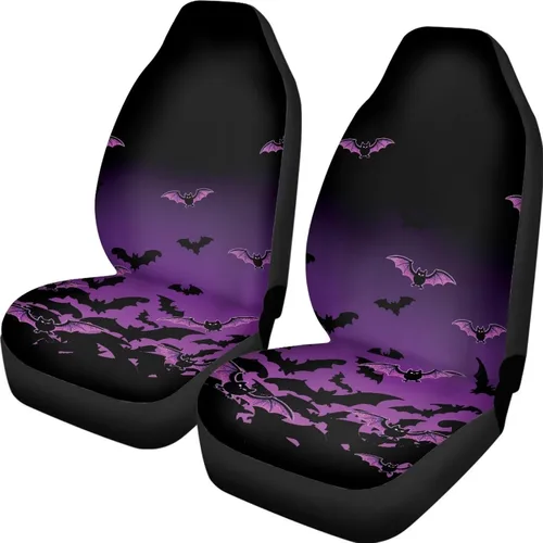 Vista 38 de Mumeson Fundas protectoras de asiento delantero de automóvil con estampado de calavera y girasol, fundas elásticas para asiento de automóvil, 2
