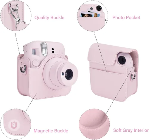 Vista 4 de Rieibi - Estuche para cámara compatible con Fuji Instax Mini 12 - Funda de transporte para cámara instantánea Fujifilm Instax Mini 12 - Funda mini
