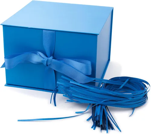 Vista 9 de Hallmark Caja de regalo mediana con tapa y relleno de papel triturado (caja negra de 7 pulgadas) para bodas, graduaciones, cumpleaños, día
