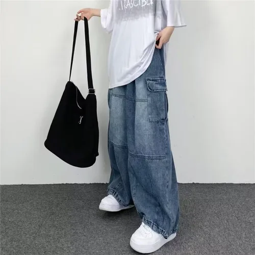 Vista 3 de Grunge Pantalones holgados Y2K Emo Alt Cargo Pant Fairycore Demin Cloting Estético Jogger Pantalones deportivos Hiphop Tripp Streetwear