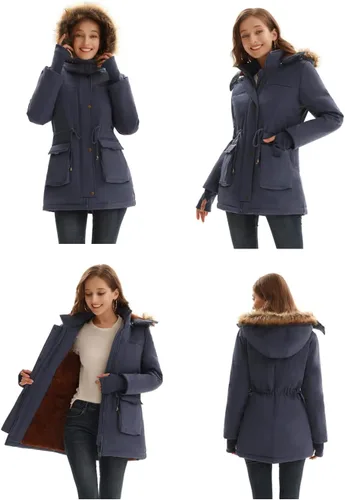 Vista 3 de GRACE KARIN Abrigos de invierno para mujer, parkas de forro polar, chaqueta militar con capucha