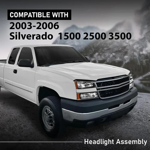Vista 2 de G-PLUS Faros delanteros compatibles con Chevy Avalanche 1500 2500/Ajuste Chevy Silverado 1500 2500 HD 3500 2003-2006, lente transparente, carcasa