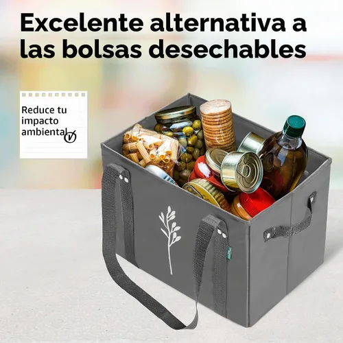Vista 4 de Green Bulldog - Bolsas reutilizables para comestibles, resistentes y reutilizables, con asas largas, plegables y plegables, con capacidad para hasta