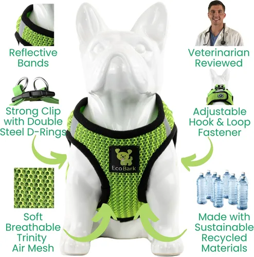 Vista 7 de EcoBark - Arnés para perro, arneses de taza de té ecológicos para perros XXS, XS y pequeños - Arnés reflectante y ajustable para cuerpo mini