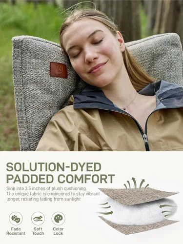 Vista 3 de EVER ADVANCED Silla mecedora de gran tamaño para campamento, mecedora plegable acolchada para adultos con reposabrazos duros, silla portátil