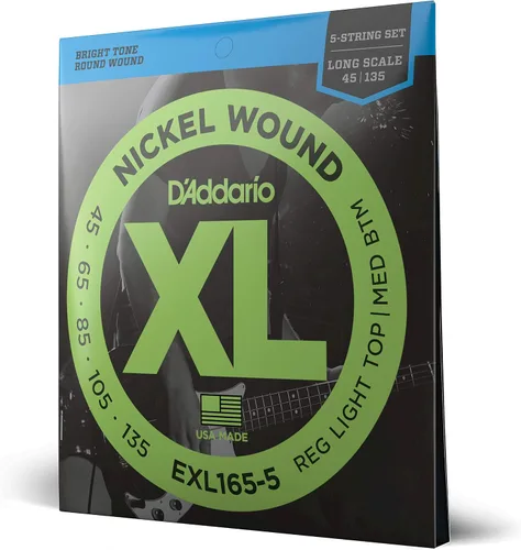 Vista 39 de D'Addario Cuerdas para Bajo Eléctrico, XL Níquel, EXL170M, Calibre Regular Ligero 45-100, Escala Media, Juego de 4 Cuerdas, Paquete de 1