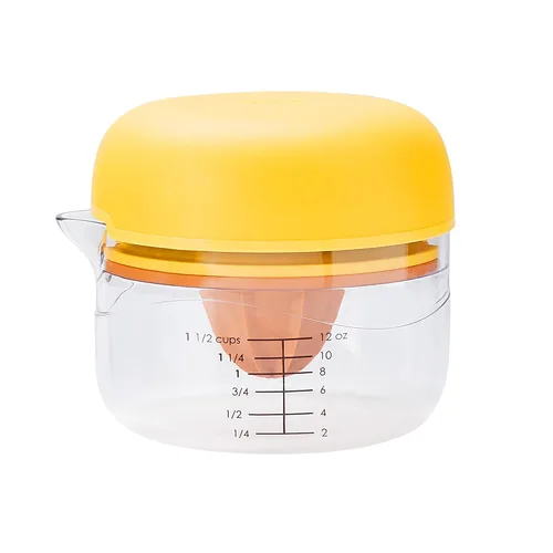 Vista 6 de Tovolo Juego de exprimidor de cítricos y rallador todo en uno, blanco y amarillo – Exprimidor manual con taza de medición, dos recolectores, libre