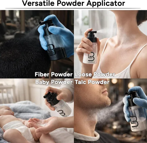 Vista 4 de Botella pulverizadora de polvo de nivel 3 - Fácil aplicación de talco - Accesorios y suministros de peluquería Fine talc powder application, for