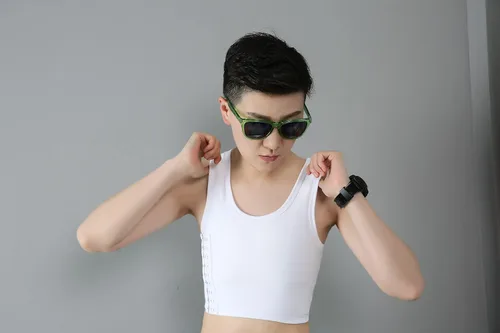 Vista 3 de BaronHong Carpeta de pecho de malla elástica transpirable para Tomboy Trans Lesbian, Negro