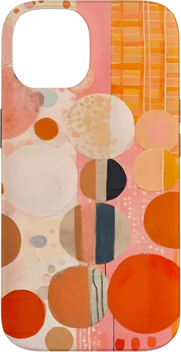 Vista 4 de iPhone 16 Abstract Boho Warm Orange and Pink Mid Century Modern Case