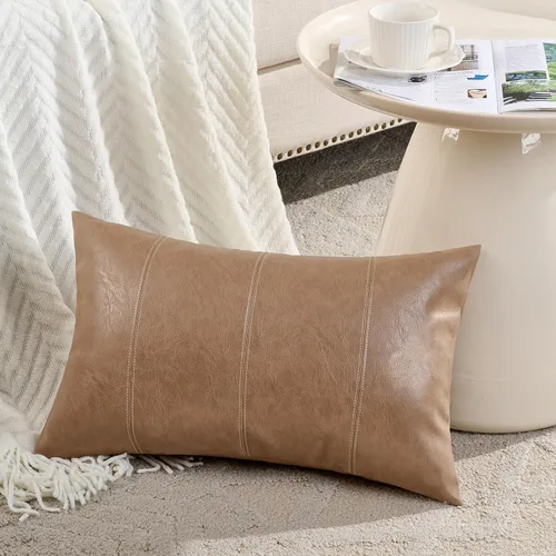 Vista 14 de Fancy Homi - Paquete de 2 fundas de almohada decorativas negras estilo boho de cuero sintético de 16 x 16 pulgadas para sala de estar, sofá, cama