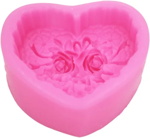 Vista 2 de Molde en forma de corazón de rosa para velas de jabón, moldes de silicona para dulces, chocolates, jabones, bombas, hornear, mentas de fondant