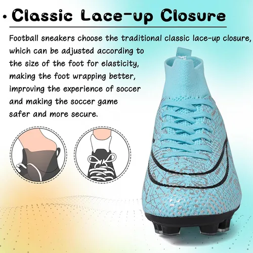 Vista 5 de RDYLBU Kids Soccer Cleats Boys Girls Football Cleats Turf Soccer Shoes AGFG