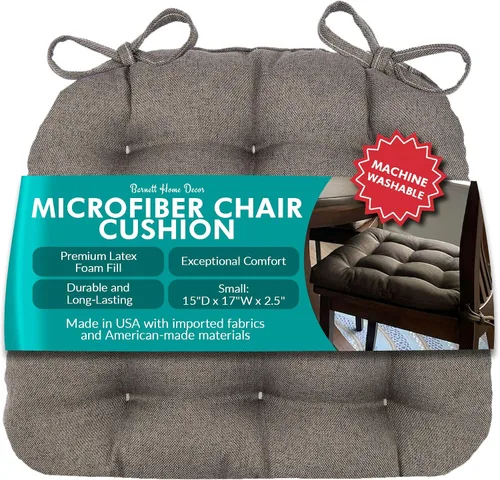 Vista 59 de Barnett Almohadilla para silla de comedor con lazos. Gamuza microfibra, microgamuza, reversible, relleno de espuma de látex, se puede lavar a Negro