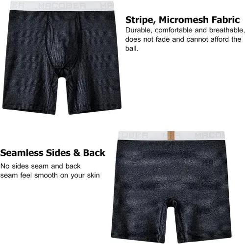 Vista 6 de ZONBAILON Mens Underwear Stripe Moisture-Wicking Boxer Briefs