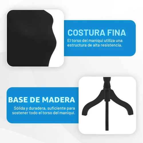 Vista 4 de FDW Maniquí femenino con forma de vestido de cuerpo, maniquí de costura, maniquí de torso con base de trípode, maniquí ajustable para coser ropa